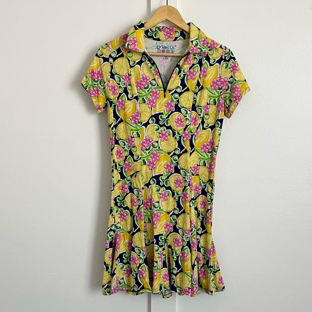 Ibkul Short Sleeve Lemon Workout Dress